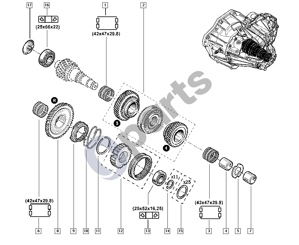 renault master-ii-2004 Gearbox gears (G9U) schema – pozicija 9: Sinchronizatoriaus žiedas