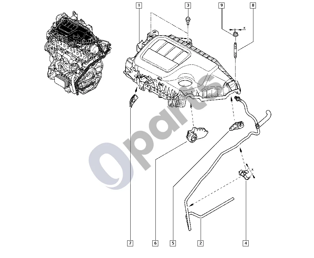 renault master-ii-2004 Injector (G9U) schema – pozicija 4: Spaustukas – 1 krypties, laikiklis