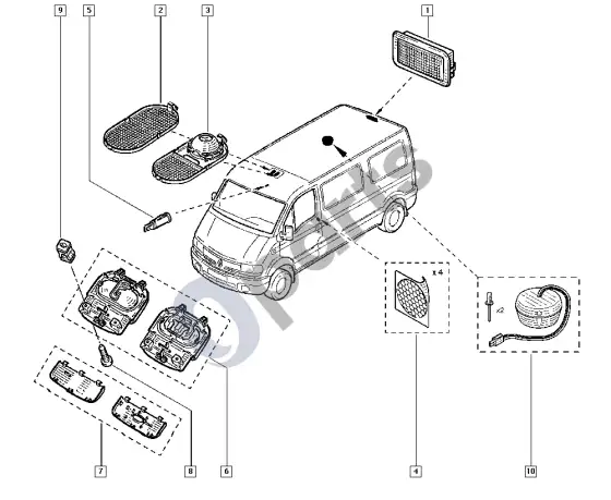 renault master-ii-2004 interior ceiling light (G9U) – schema