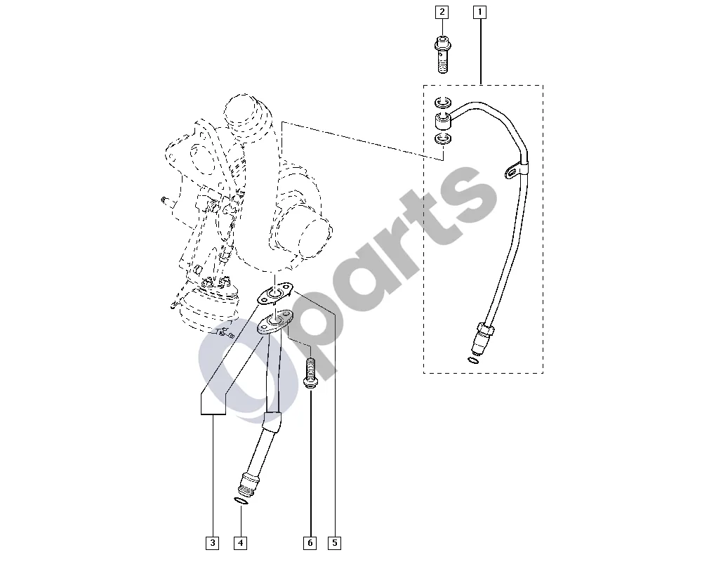 renault master-ii-2004 Oil pump (G9U) schema – pozicija 2: Varžtas su kilpa, turbokompresoriaus alyvos