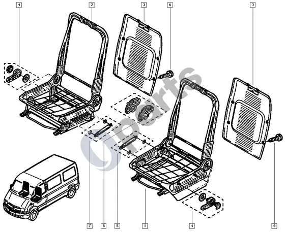 renault master-ii-2004 sėdynės rėmas – schema