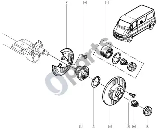 renault master-ii-2004 Stebulės ašis - diskas – schema
