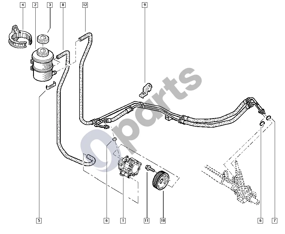 renault master-ii-2004 Vairo stiprintuvo siurblys schema – pozicija 12: Vairo stiprintuvo siurblys