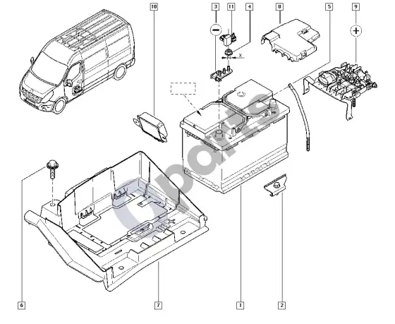 Renault Master III akumuliatorius – schema