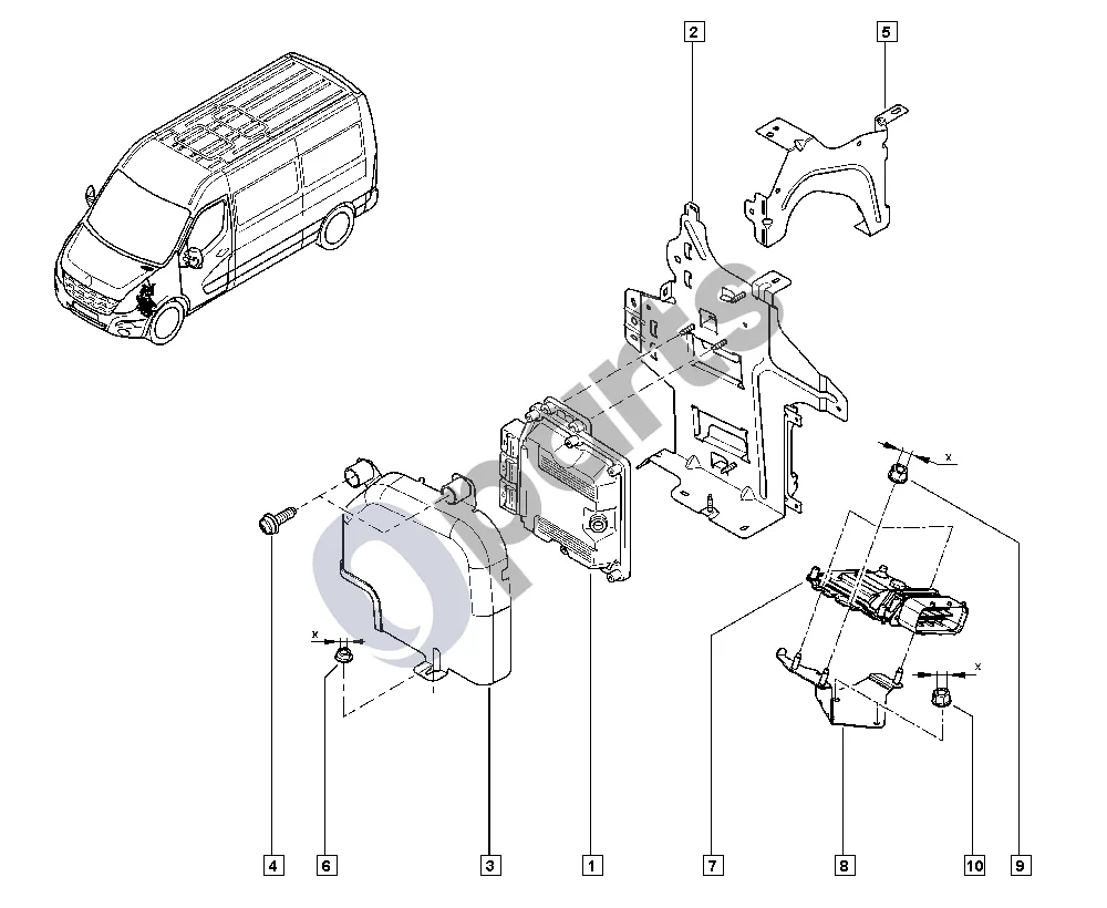 Renault Master III (2010–2024) Dyzelinio variklio įpurškimas schema – pozicija 7: Ecu-programmed, ur