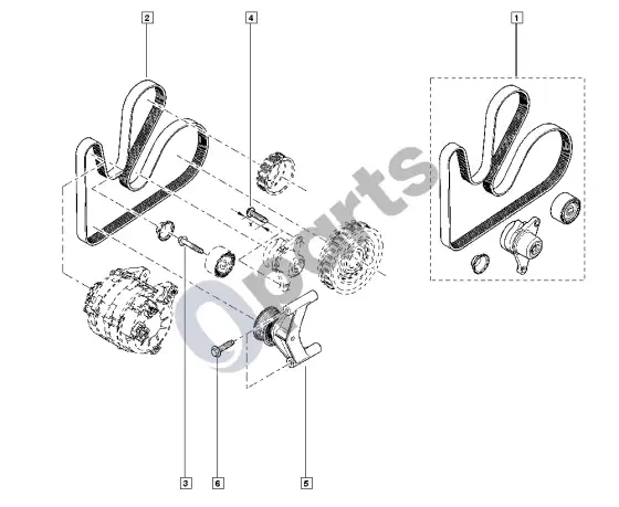 Renault Master III įtempiklis – diržas – schema