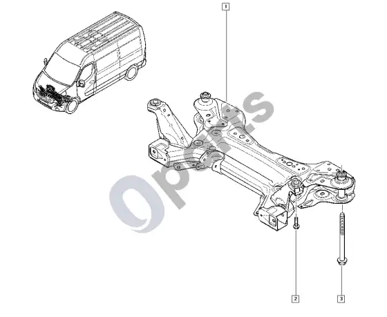 Renault Master III priekinė ašis – schema