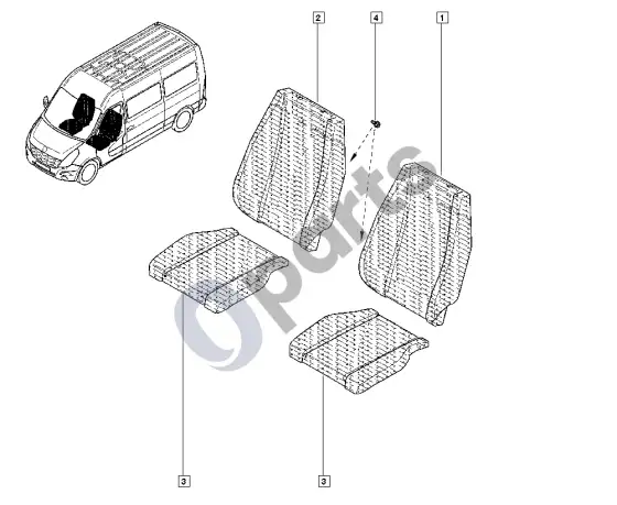 Renault Master III sėdynės apmušalas – schema