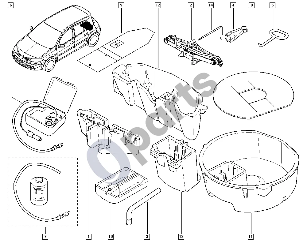 Renault Megane II (2002–2008) Domkratas schema – pozicija 3: Domkrato rankena