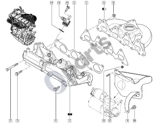 Renault Megane II (2002–2008) Kolektorius – schema