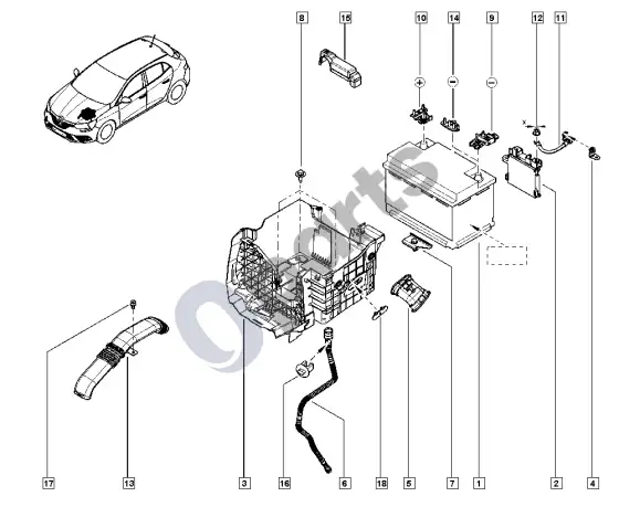 Renault Megane IV akumuliatorius – schema