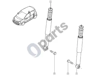 Renault Modus (2004–2012) Amortizatorius – schema