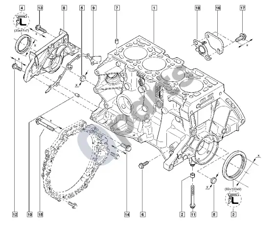 Renault Modus cilindrų blokas (K9K) – schema