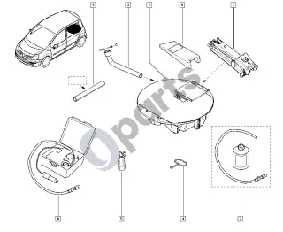 Renault Modus (2004–2012) Domkratas – schema