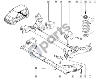 Renault Modus (2004–2012) Galinė ašis – schema