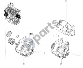 Renault Modus (2004–2012) Generatorius – starteris – schema