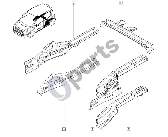 Renault Modus grindų plokštė – schema