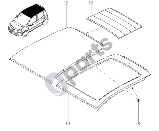 Renault Modus įprastas stogas – schema