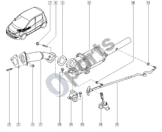 Renault Modus (2004–2012) Išmetimo sistema – schema