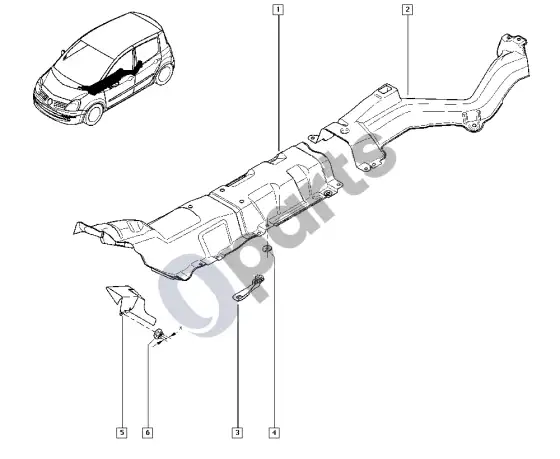 Renault Modus išmetimo sistema – schema