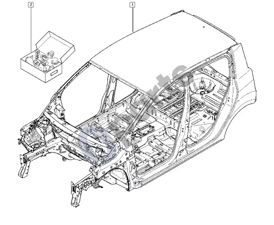 Renault Modus kėbulo karkasas (D4F) – schema