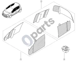 Renault Modus (2004–2012) Langų apsaugos priedai – schema