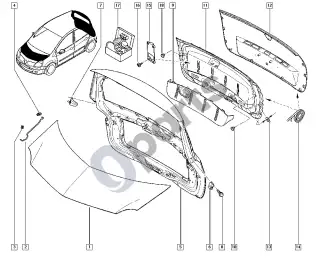 Renault Modus (2004–2012) Šonu neatsidarantys elementai – schema