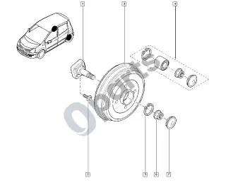 Renault Modus (2004–2012) Stebulės ašis - stebulės – schema