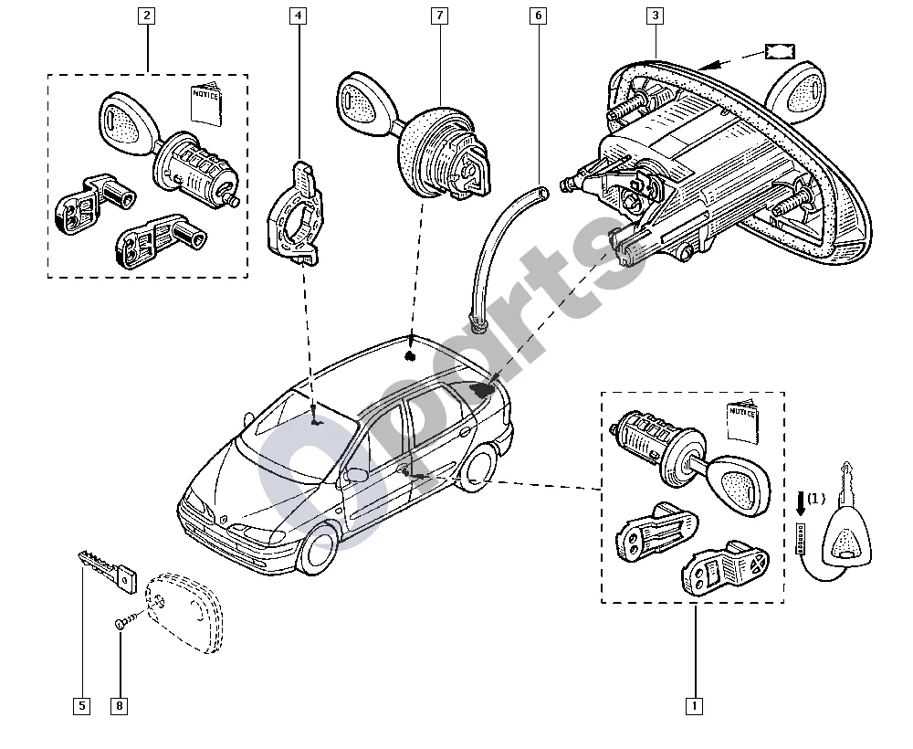 Renault Scenic I (1996–2003) Spynos cilindras schema – pozicija 3: Spyna sc