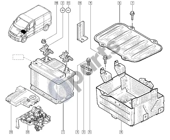 Renault Trafic II akumuliatorius – schema