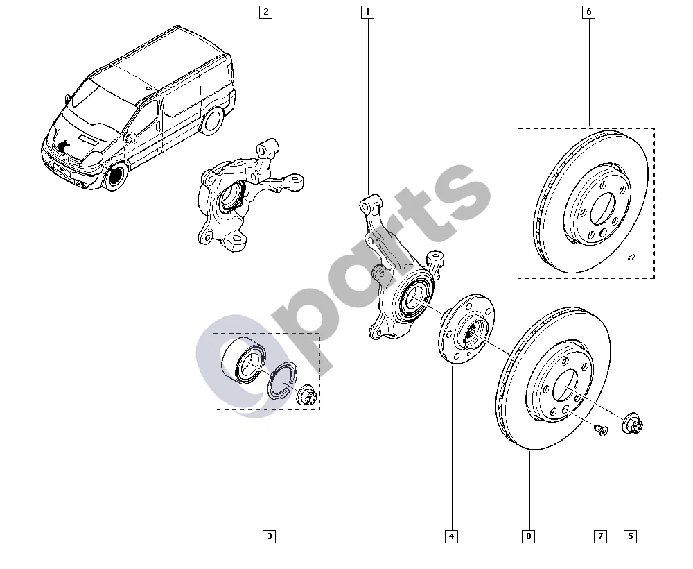 Renault Trafic II (X83) (2001–2014) Stebulės ašis - diskas schema – pozicija 6: Brk disc singlet2