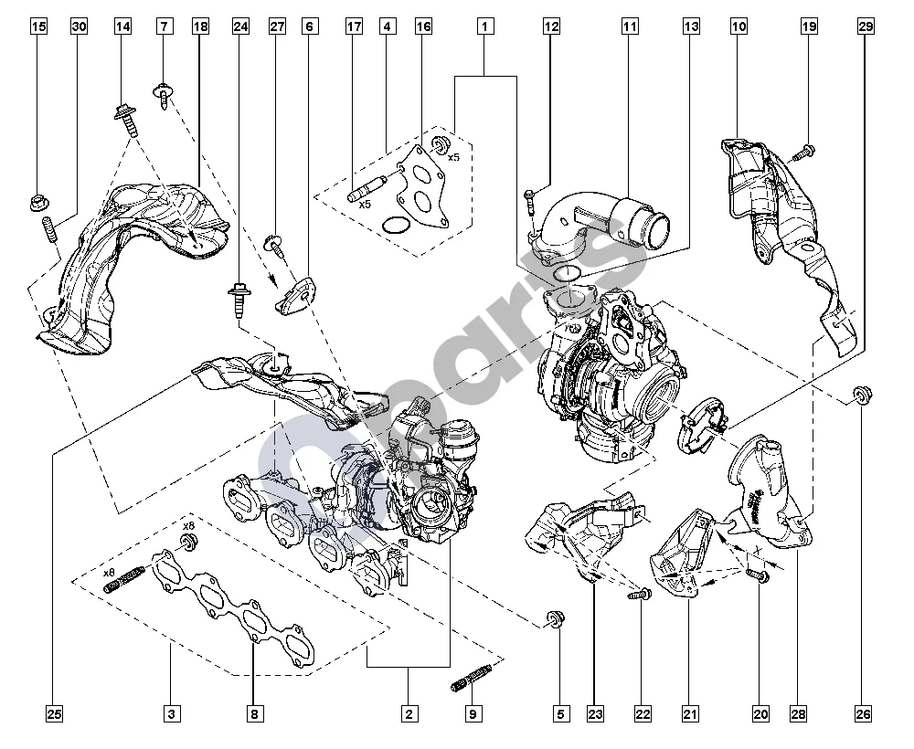 Renault Trafic III (X82) (2014–) Turbokompresorius schema – pozicija 25: Turbokompresorius