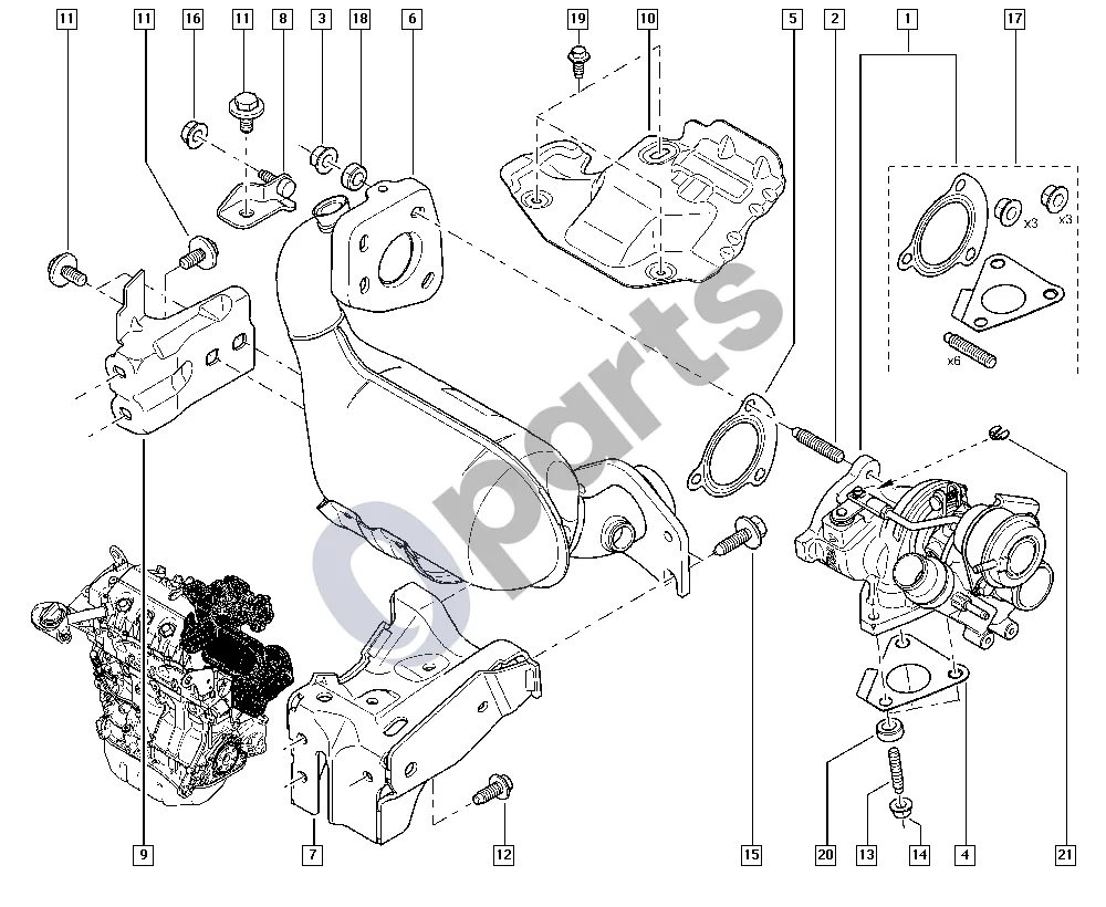 renault twingo-i-1999 Turbokompresorius schema – pozicija 6: Katalizatorius