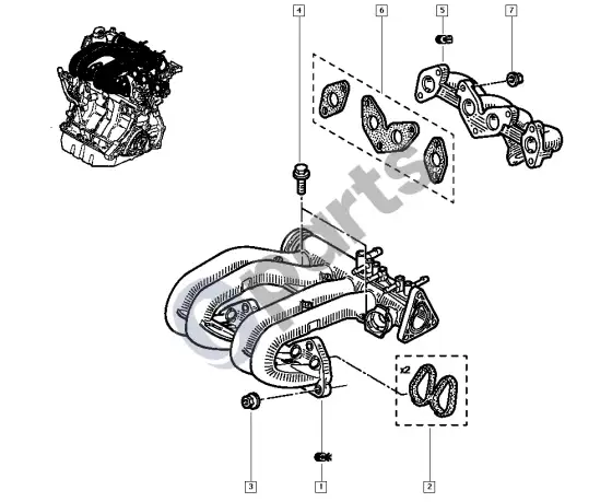 Renault Twingo II kolektorius (D7F) – schema