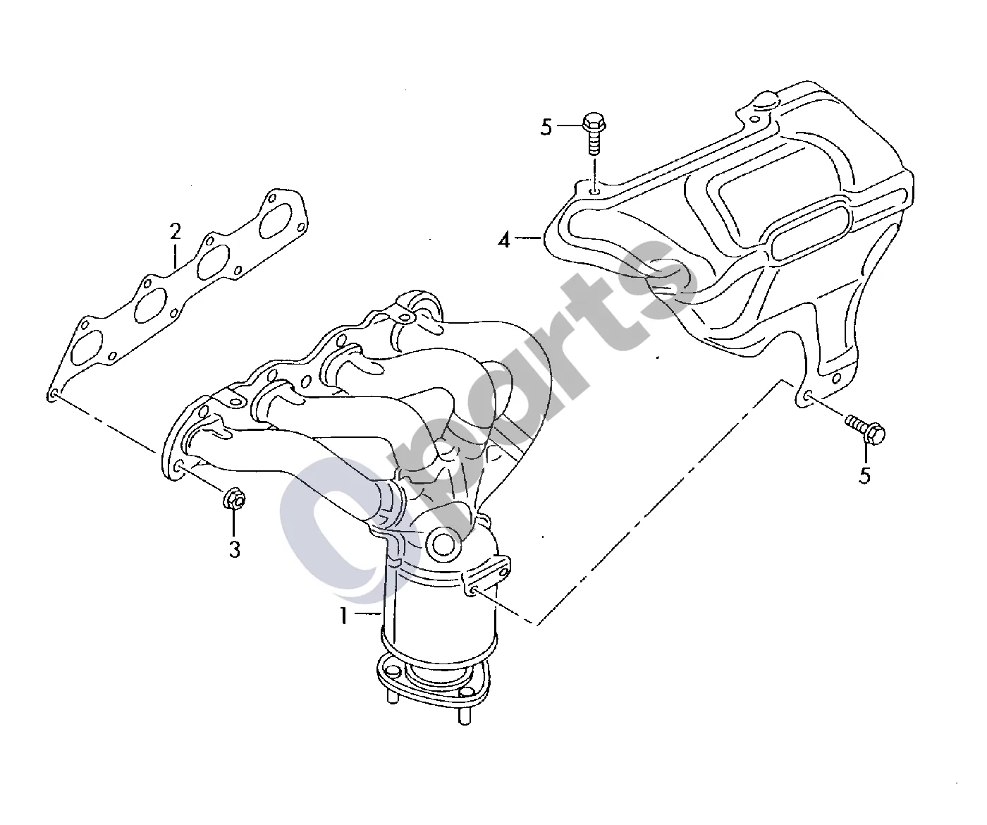 Seat Altea (2004–2015) Išmetimo kolektorius schema – pozicija 4: Šilumos skydas