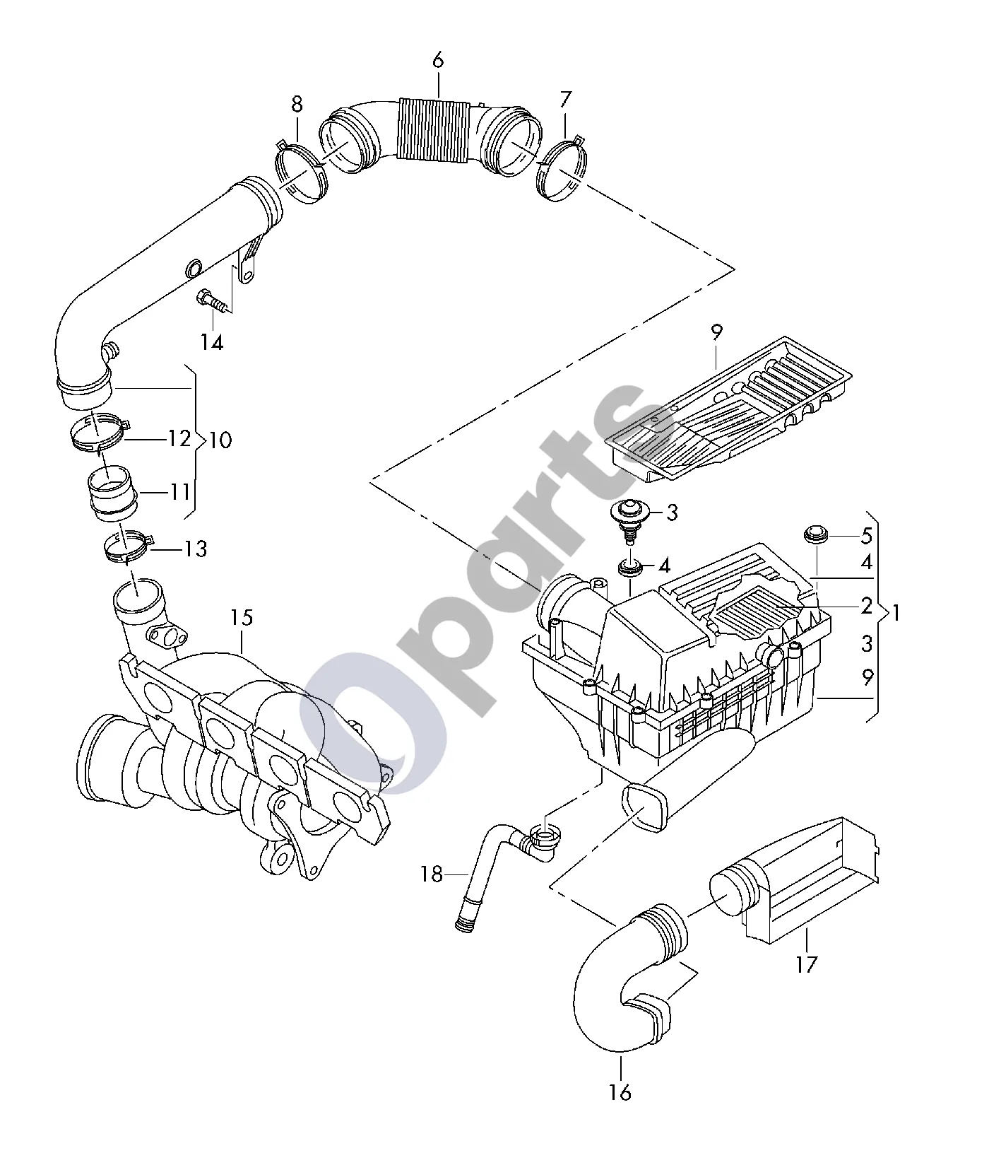 Seat Altea (2004–2015) Mova schema – pozicija 7: Sankabos išspaudimo guolis su kreipiamąja įvore