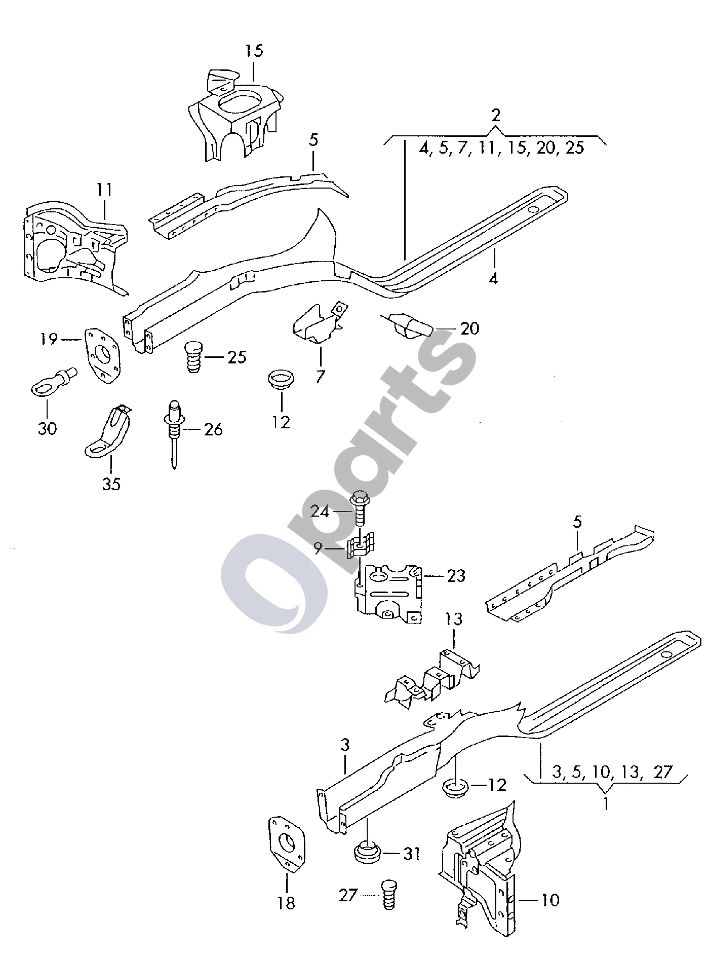 Seat Arosa (1997–2005) Lonžeronas (AROSA) schema – Vilkimo kablys F 6H-1-000 001>>