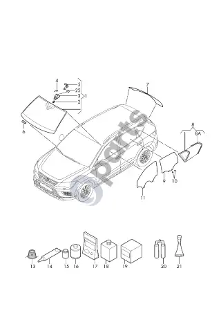 Seat Ateca (2016–) Priekinis stiklas – schema