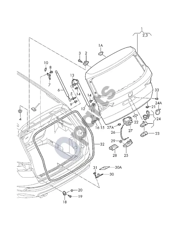 Seat Ateca galinis dangtis – schema