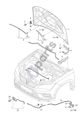 Seat Ateca (2016–) Variklio dangtis – schema