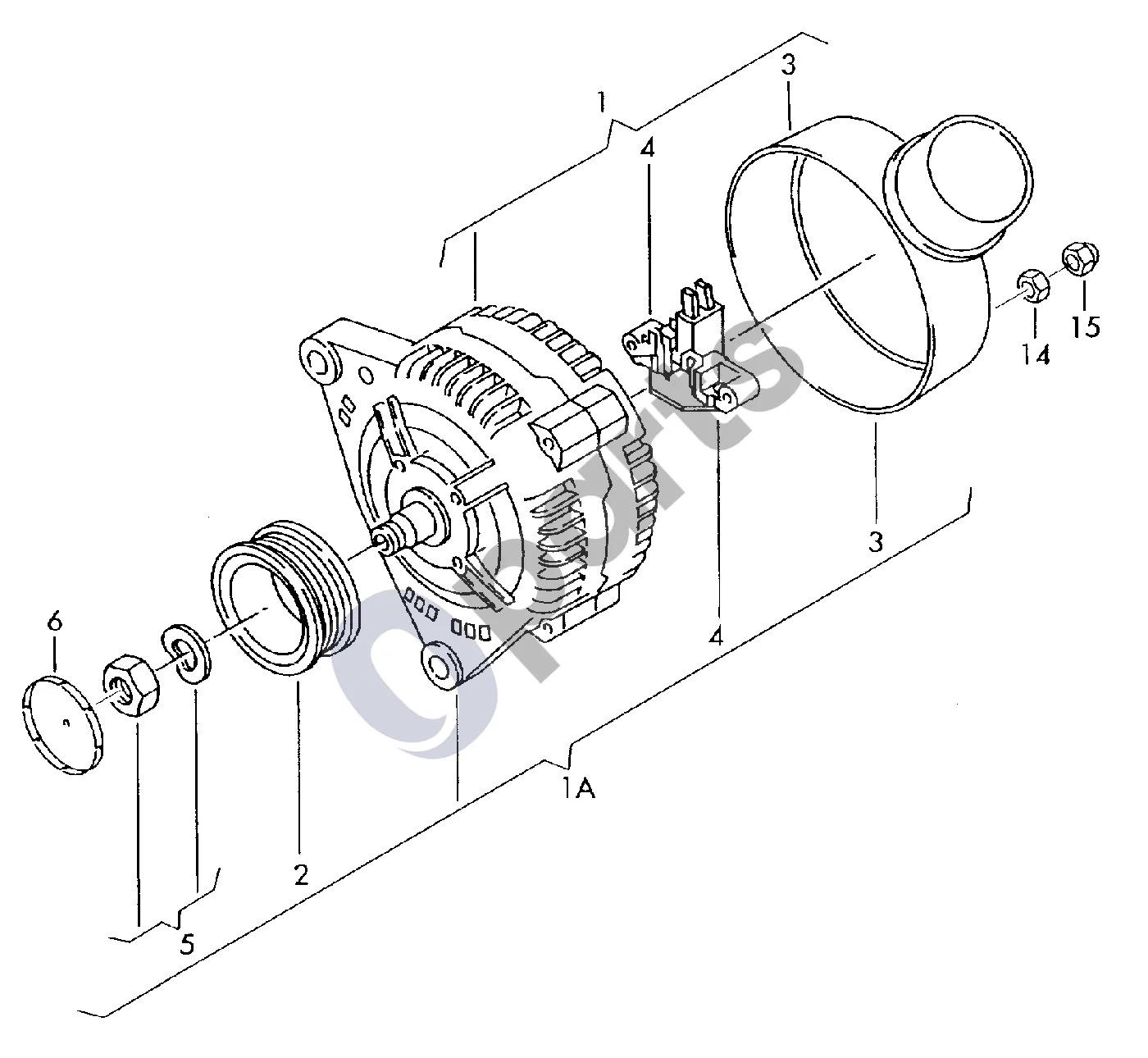 Seat Ibiza III (6L) (2002–2008) Generatoriaus versija schema – pozicija 1A: Generatorius F 6L-3-097 170>>