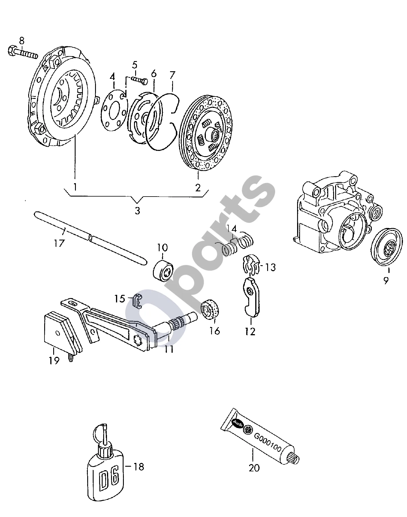 Seat Inca (6k) (1995–2004) Mova schema – pozicija 13: Tvirtinimo spaustukas