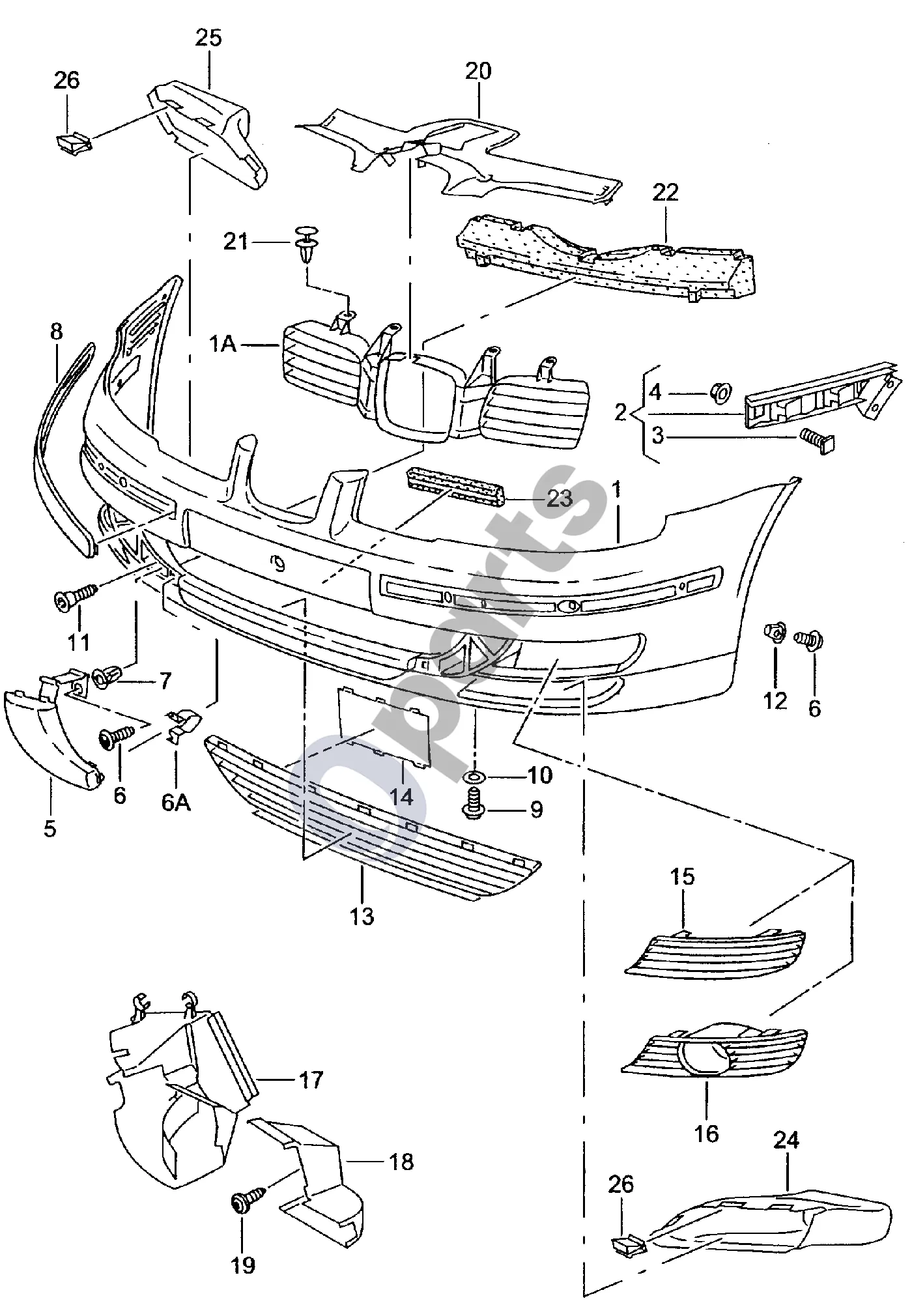 Seat Leon (1M) (1998–2006) Bamperis schema – pozicija 23: Amortizatorius