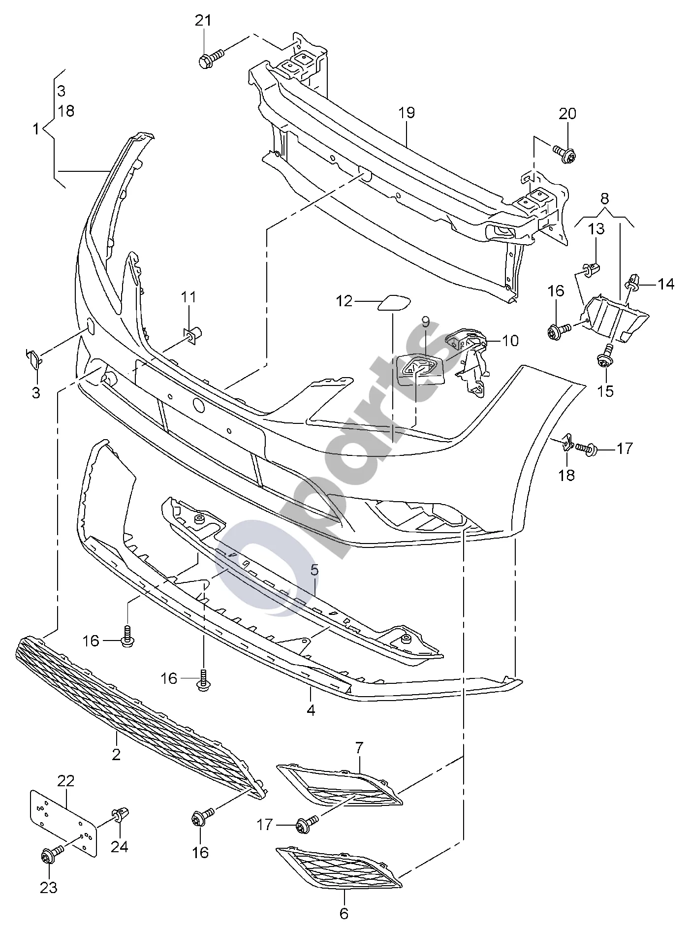 Seat Leon (5F) (2012–2019) Bamperis (LEON TYP 5F) schema – Kreipiamasis profilis