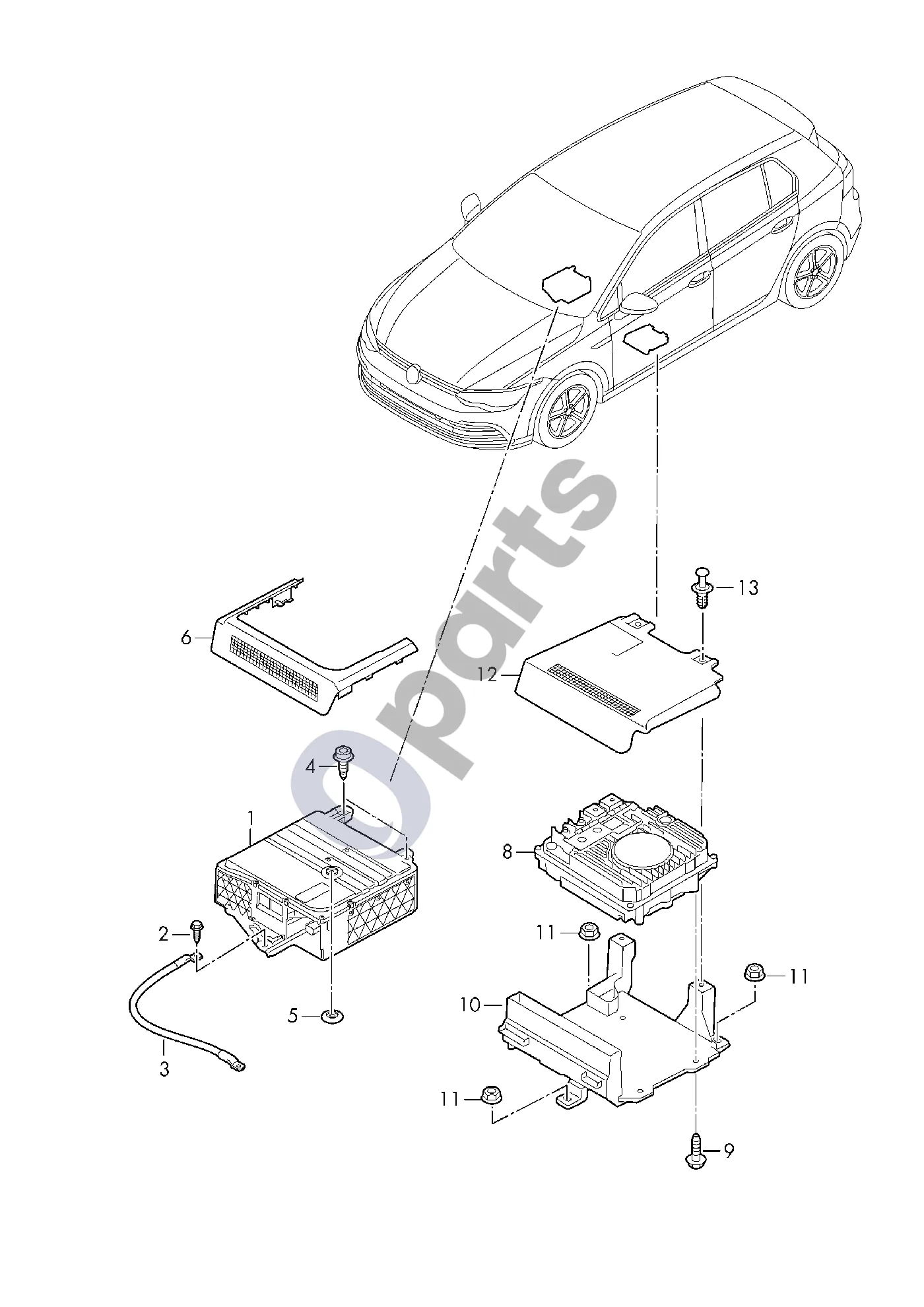 Seat Leon IV (2020–) Ličio akumuliatorius; įtampos keitiklis schema – pozicija 1: Ličio akumuliatorius