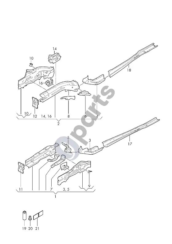 Seat Leon IV lonžeronas – schema