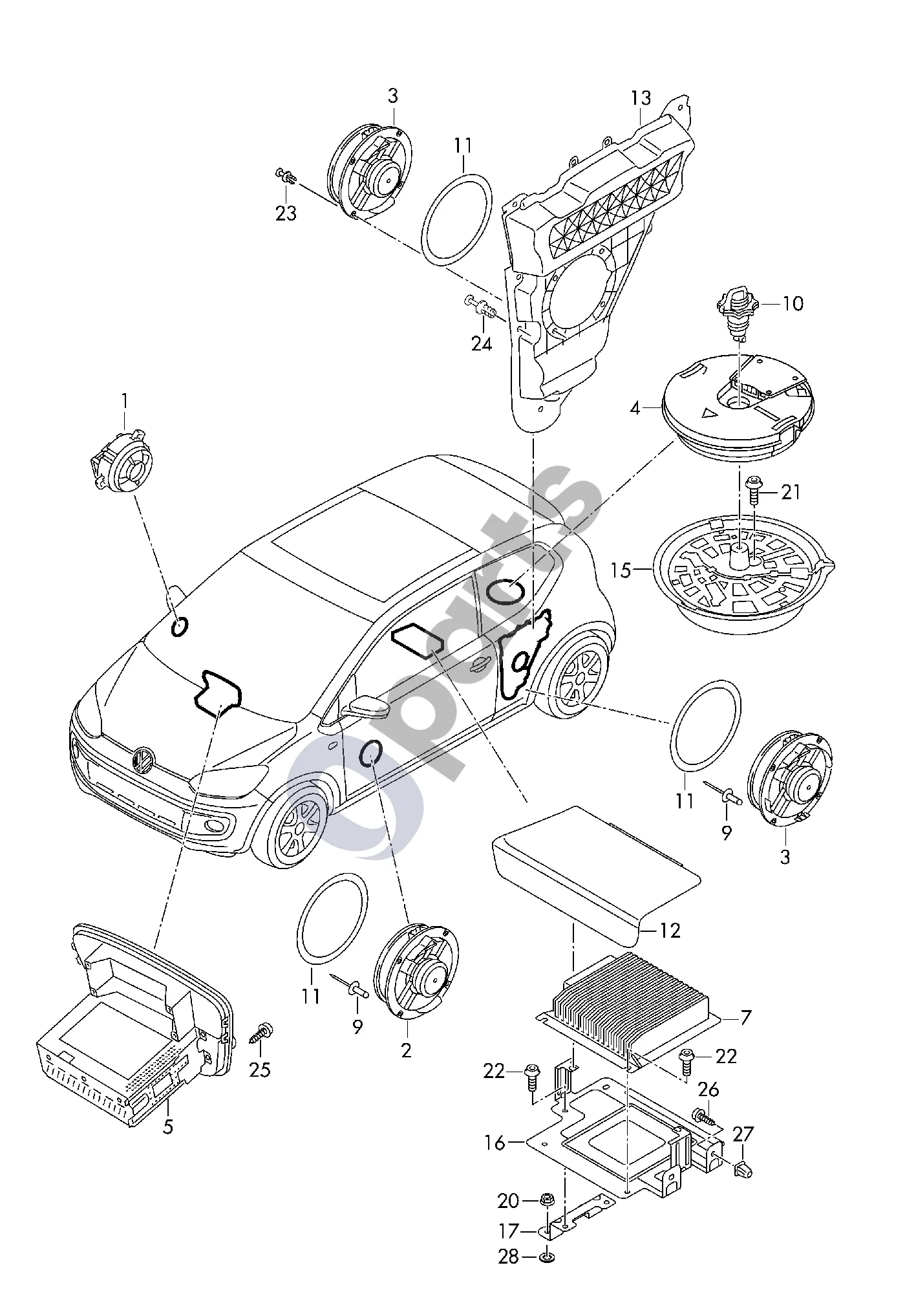 Seat Mii (2011–) Garsiakalbis schema – Plačiajuostis garsiakalbis
