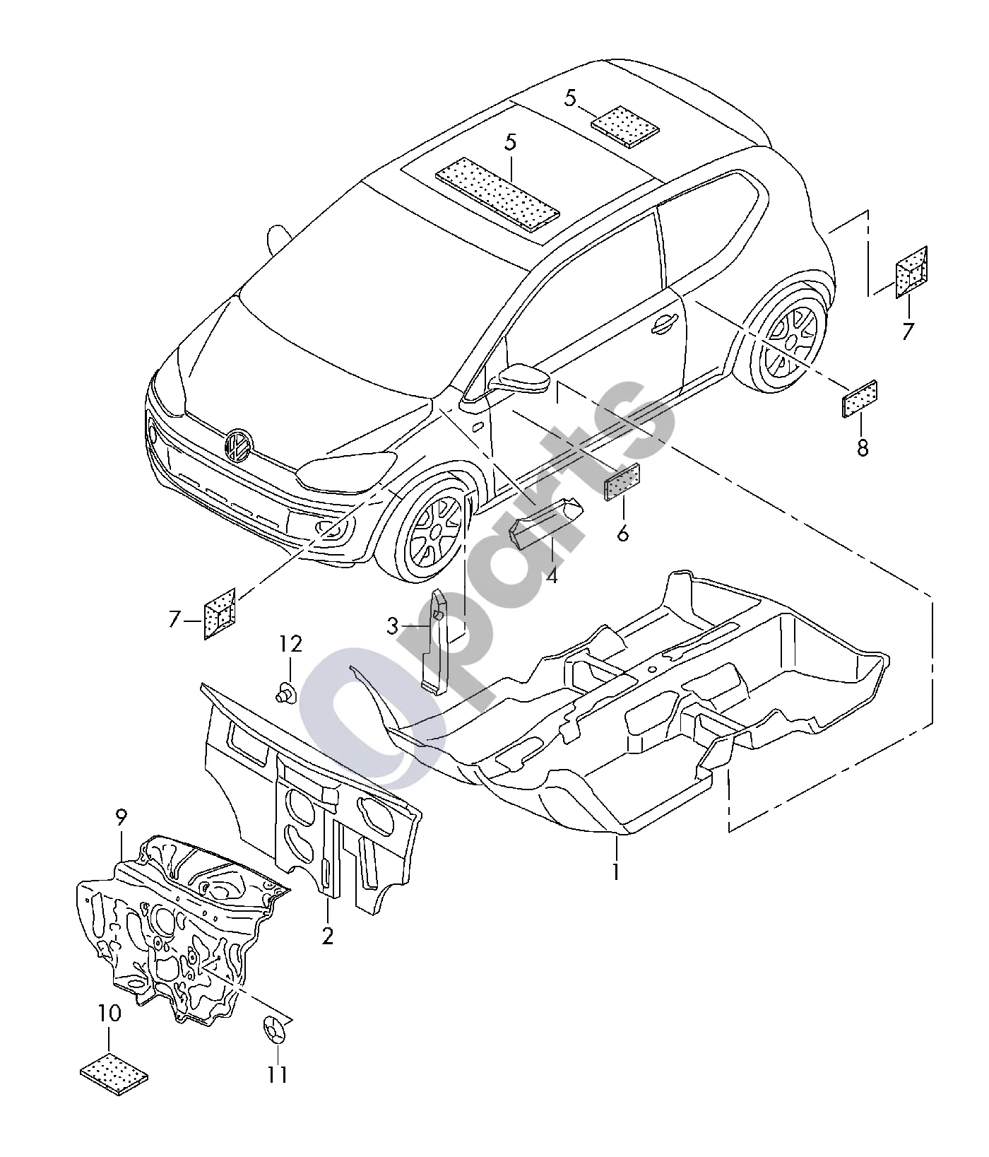 Seat Mii (2011–) Garso slopintuvas schema – Sparno izoliacija