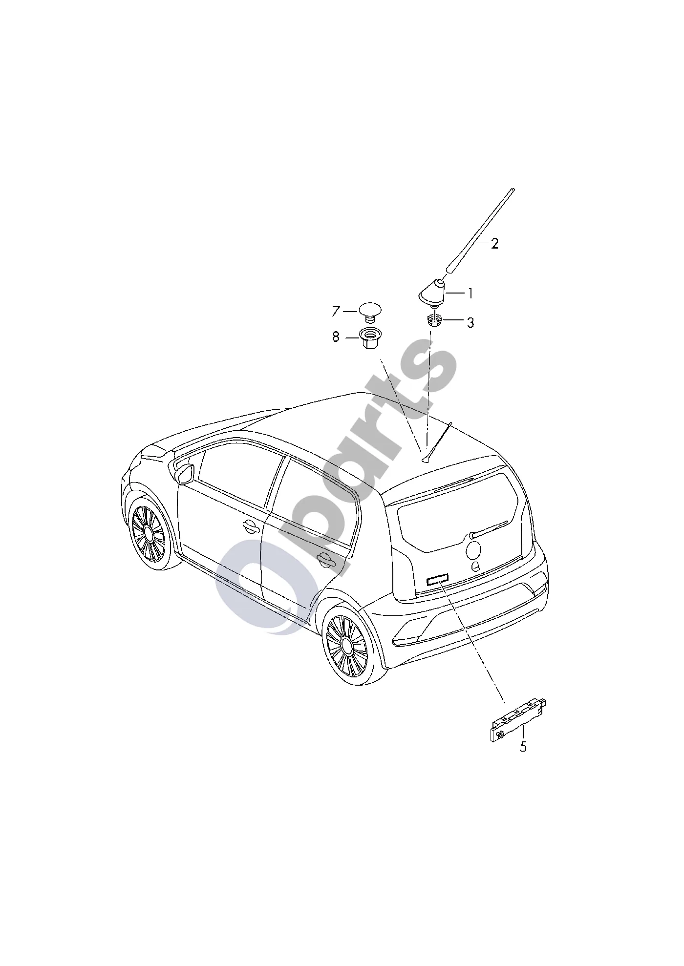 Seat Mii (2011–) Stogo antena schema – Strypinė antena