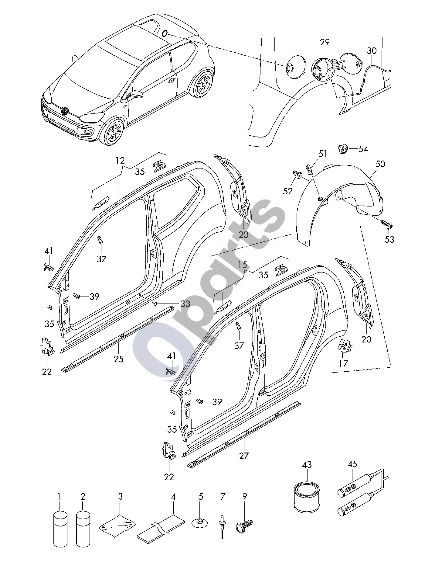 Seat Mii (2011–) Šoninė dalis schema – Užpildo plokštė išilginei sijai